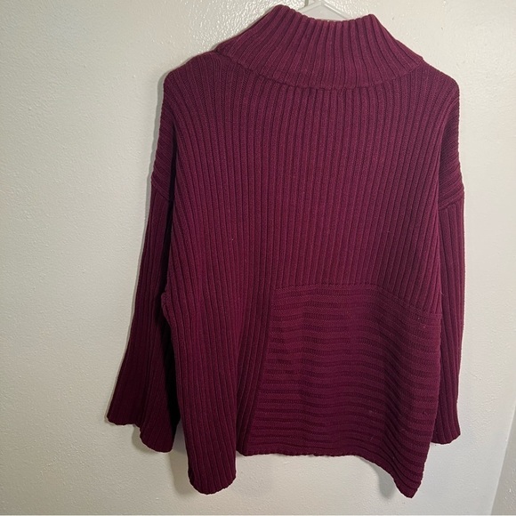 Vince Camuto Mock Neck Sweater Ribbed Burgundy - Picture 9 of 15